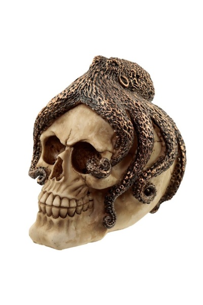 POLO SHOP Skull decoration with octopus, gothic statuette