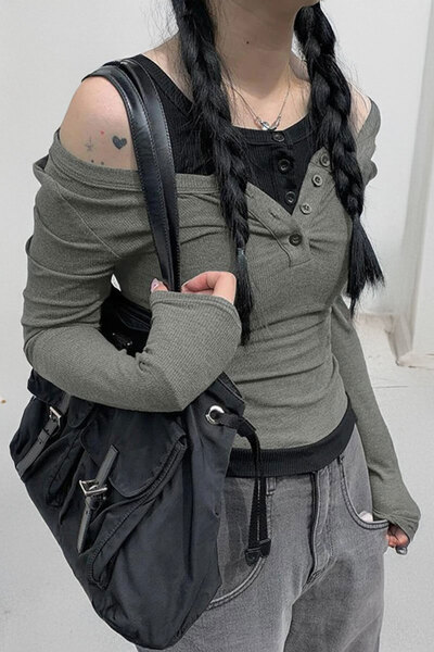 harmony factory Smoked Long Sleeve Blouse