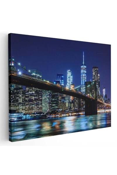 Tablou Canvas Tablou podul Brooklyn noaptea New York, cod 4439