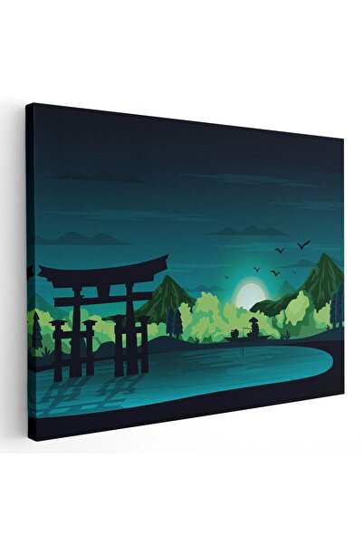 Tablou Canvas Tablou peisaj montan si poarta torii, cod 5446