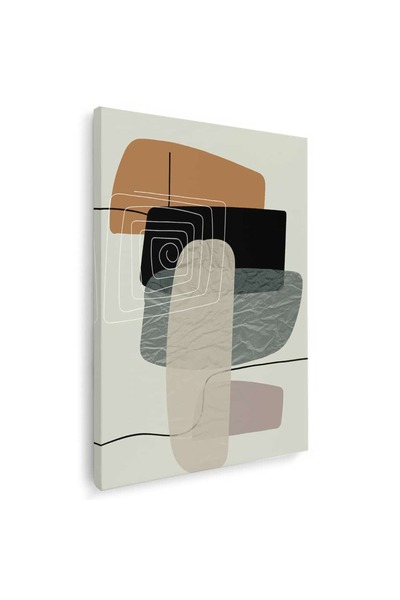 Tablou Canvas Boho minimalism forme geometrice in nuante maro, gri, crem, cod 1054