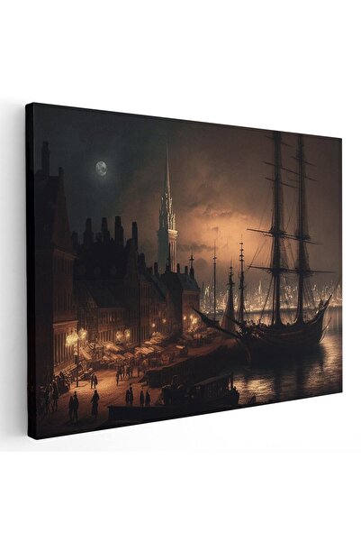 Tablou Canvas Tablou port noaptea creat prin inteligenta artificiala, cod 1459