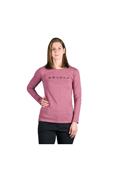 NORTHFINDER Tricou de damă TR-6028OR din bumbac flambat ELIANNA vin roșu