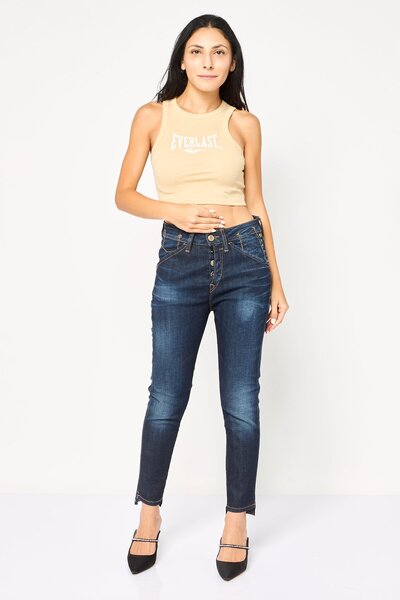 Don't Call Me Jennyfer Women Crew Neck Everlast Sleeveless Crop Top, Beige