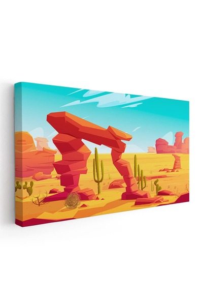 Tablou Canvas Tablou ilustratie peisaj desert cactusi, cod 5354
