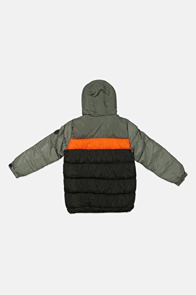 Perry Ellis Kids Boy Hooded Quilted Jacket, Olive Combo