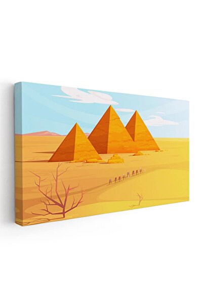 Tablou Canvas Tablou peisaj desert piramide caravana, cod 5355