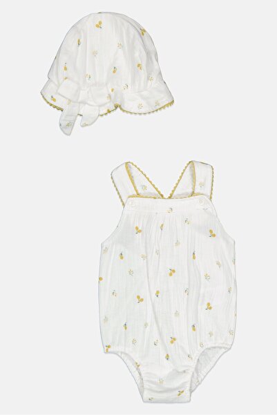 Rock A Bye Baby Boutique رومبير مطبوع عليه زهور مع قبعة للبنات الصغار، متعدد ...