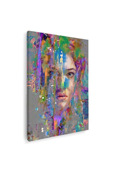 Tablou Canvas abstract portret femeie in nuante multicolore, cod 1030