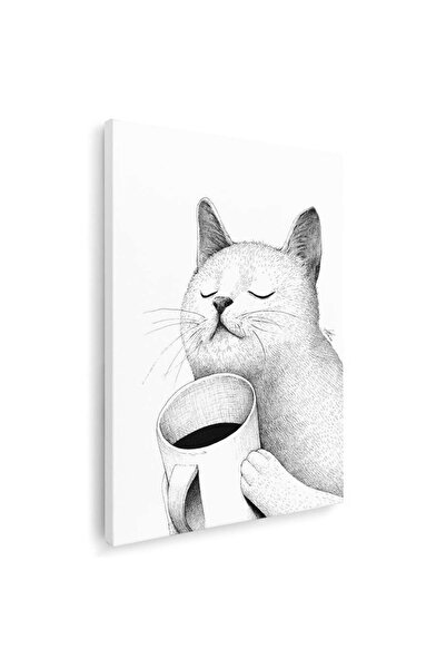 Tablou Canvas Tablou pisica cu cana cafea, cod 5231
