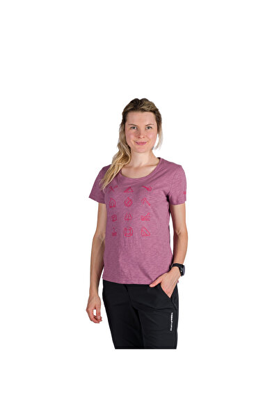 NORTHFINDER Women's outdoor T-shirt made of slub cotton CANDICE rosewine