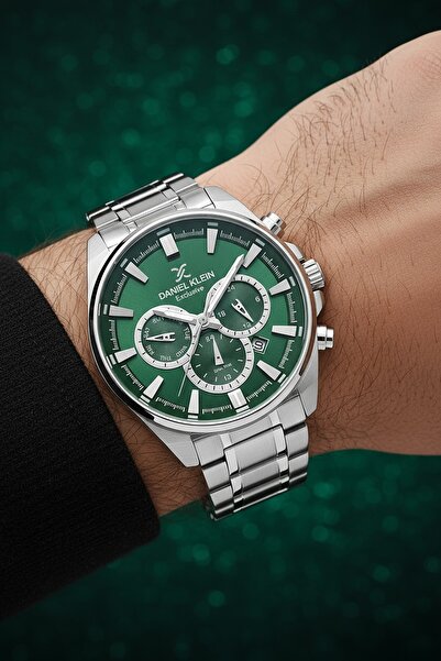 Daniel Klein Nane Yeşili Gümüş Gri Çelik Kordonlu Fonksiyonlu Takvimli Erkek ...