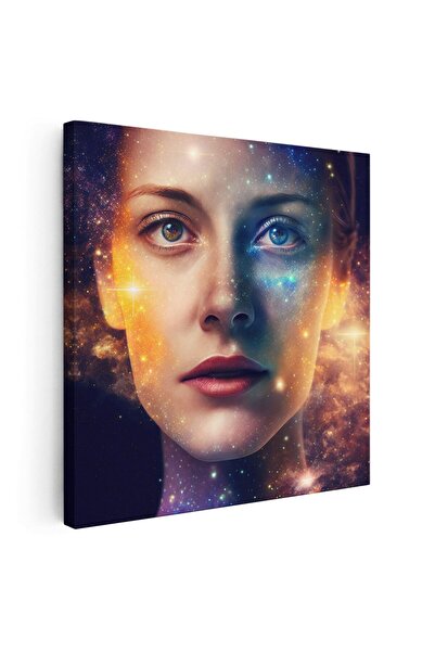 Tablou Canvas Tablou portret femeie galaxie, maro, cod 1641