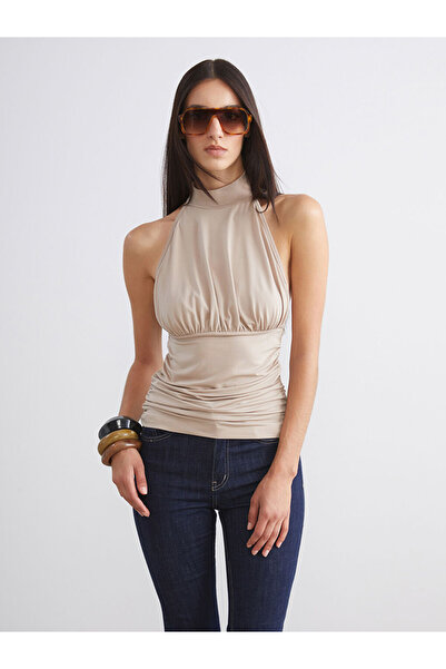 LC Waikiki Yellow Halter Neck Gathered Blouse