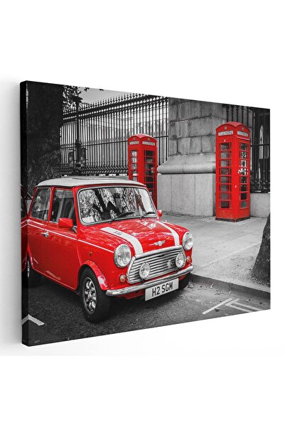 Tablou Canvas Tablou masina rosie vintage cabine telefonice, cod 4294