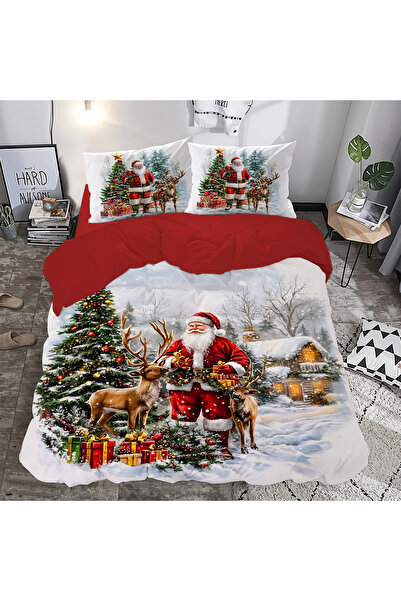 Gift Duvet Cover Christmas Noel Baba 3d Baskılı Çift Kişilik Nevresim Takımı