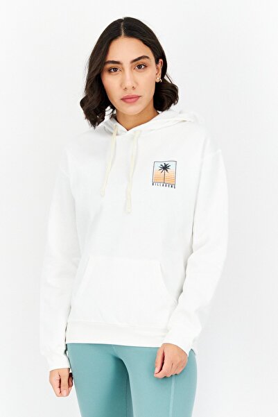 BİLLABONG Women Hooded Long Sleeve Graphic Print Sweatshirt, White