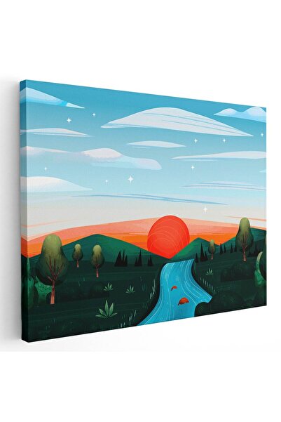 Tablou Canvas Tablou peisaj rau printre dealuri, cod 5499