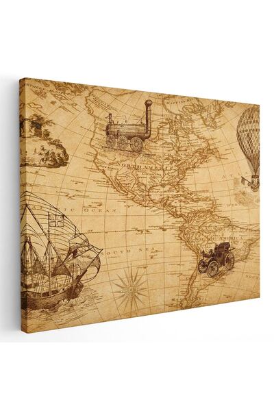 Tablou Canvas old map of America cream, brown, code 1310