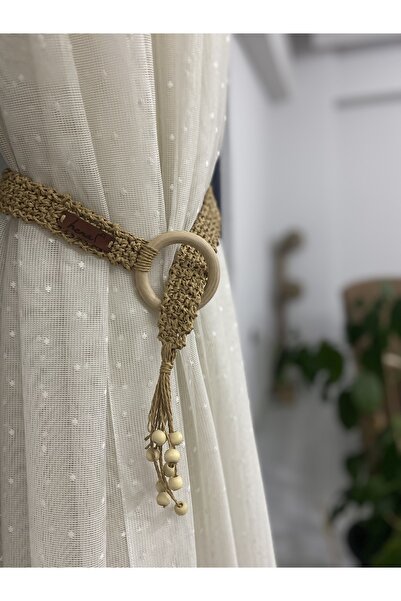 henaabag Hasır örme perde tutucu, kahverengi perde aksesuarı, kâğıt ip püskül...