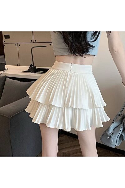 Korean Pleated Skirt for Women High Waist Puffy A Line Mini Skirt