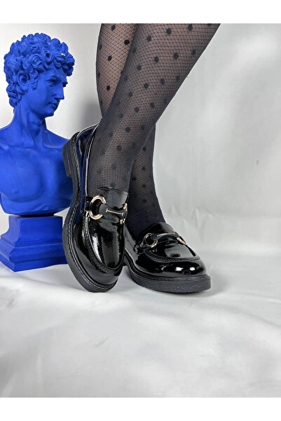 Zerenyus Flex Black Patent Leather Buckle Daily Orthopedic Women's Ballerinas