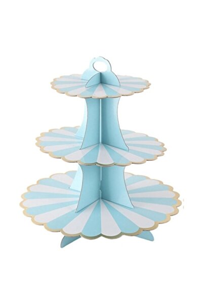 OEM 3-Tier Stand for Cakes, Desserts, Candy Bar, Cupcakes, 18.5/24.5/30.5 cm, Reusable, Foldable, Blue/G