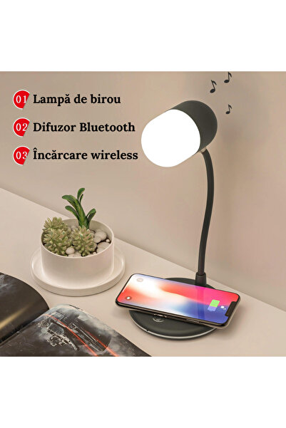 Animati.ro 3-in-1 Wireless Desk Lamp, Speaker & 360° Flexibility