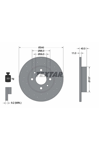 TEXTAR Дискови спирачки Abarth 500 / 595 / 695/500C / 595C / 695C