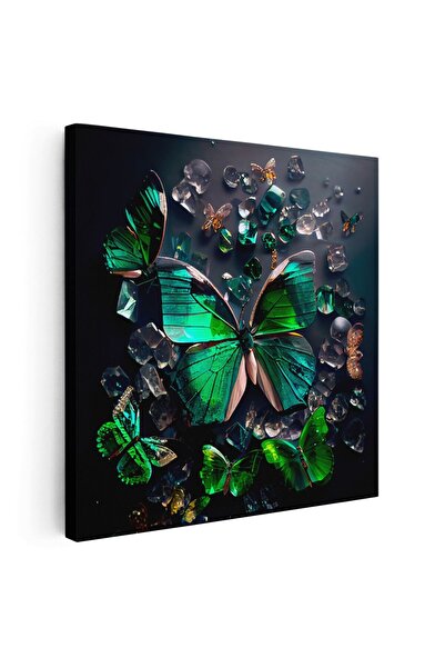 Tablou Canvas Tablou fluturi pietre pretioase verde, cod 1680