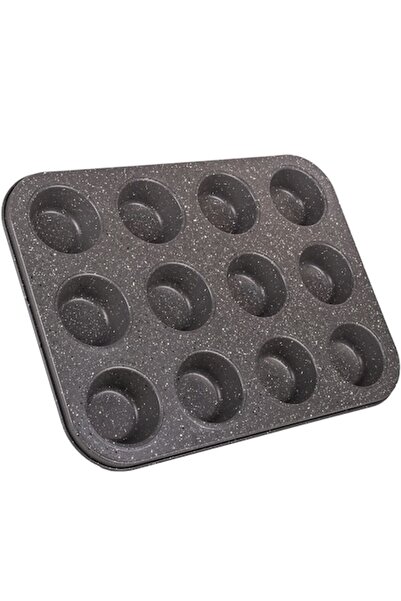 SHOPIENS Metal Baking Mold, Non-Stick, 12 Cups, 35x26x3 cm, Marble Color, MYONNA IT & E-COMMERCE