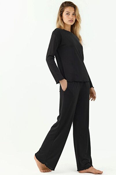 Hiccup Soft Textured Relaxed Fit Long Sleeve Pajama Set