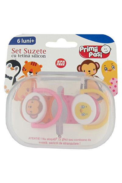 Primii Pasi Set 2 suzete silicon fete animale 6L+