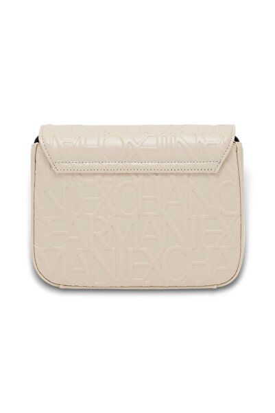 Armani Exchange Women's Embossed Monogram Patterned Shoulder Bag - Cream
