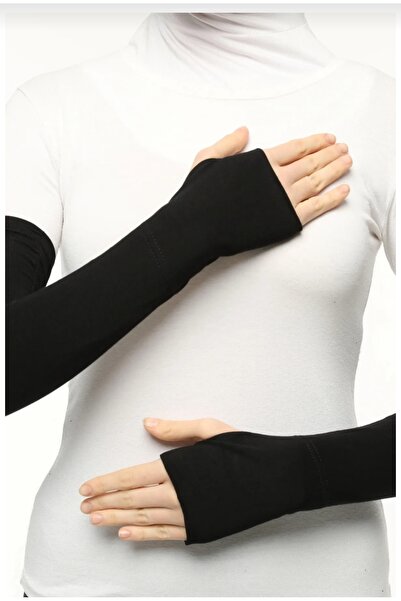a02teks Practical Hijab Sleeve Combed Prayer Sleeve Plain Black
