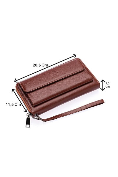 Westpolo Daisy Unisex Hakiki Deri Kağıt Para ve Telefon Bölmeli Uzun Cüzdan, ...