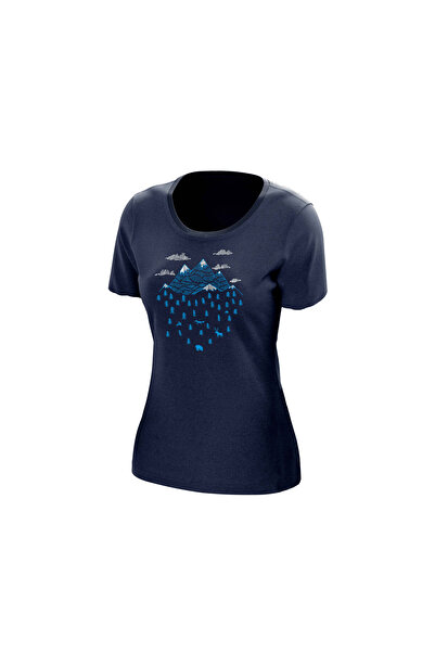 NORTHFINDER Tricou outdoor din merinos pentru femei ARGENTERA3 albastru închis