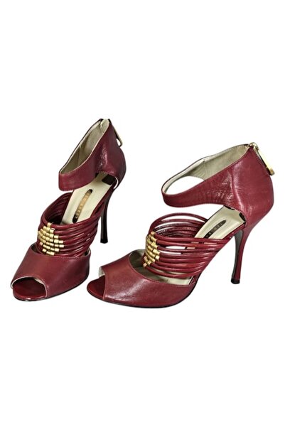 Ted Baker Women's Shoes - Burgundy Leather High Heels, Slim Fit, Size 38