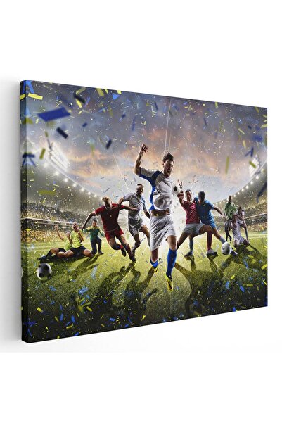 Tablou Canvas Tablou colaj jucatori fotbal pe teren verde, cod 2109