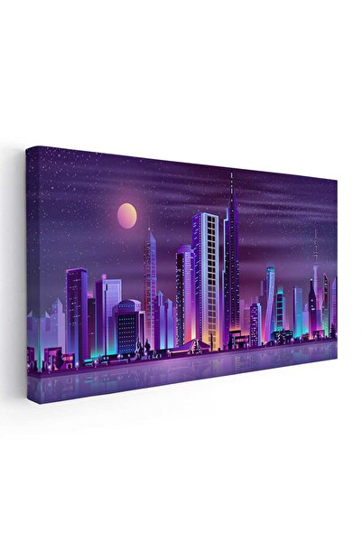 Tablou Canvas Tablou cladiri moderne noaptea ilustratie, cod 5487