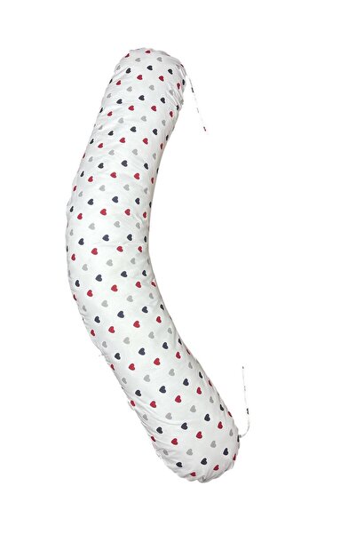 OEM Lucia 3-in-1 pregnancy pillow, Optimal air circulation, Colorful hearts pattern, 135x35 cm, removable cover