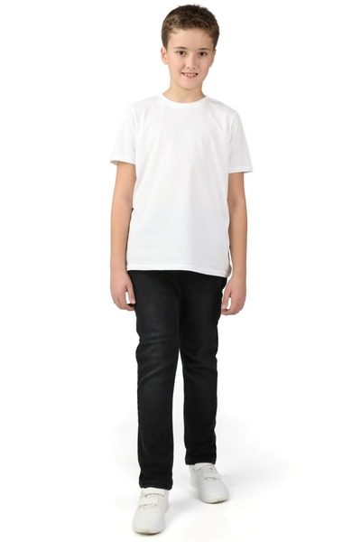 Stilova Boys' Double-Sided Adjustable Waist Straight-Leg Black Stretch Jeans ...