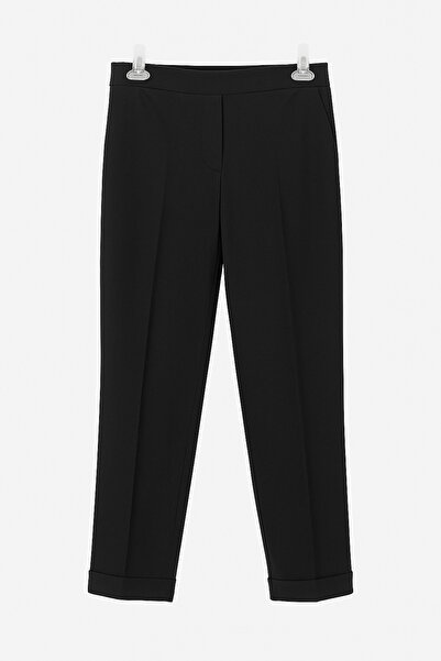 Fi'l Arz Fashion Black Women's Modal Elastic Waist Plus Size Trousers