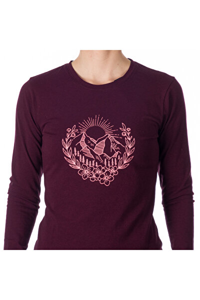 NORTHFINDER Women's breathable cotton-rich t-shirt with print DOROTHEA winemelange