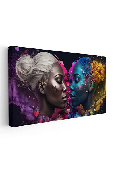 Tablou Canvas Tablou doua portrete profil femeie sarut, cod 1745