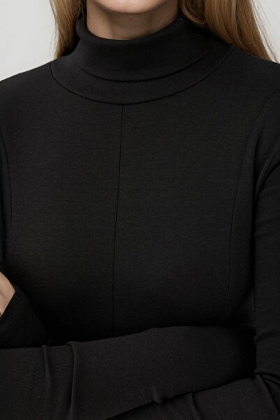 Hiccup Dokulu Yarım Balıkçı Yaka Uzun Elbise Busem Collection