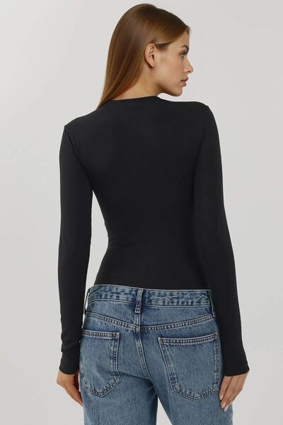 Hiccup Çıtçıtlı Slim Fit Uzun Kollu Yuvarlak Yaka Body Busem Collection