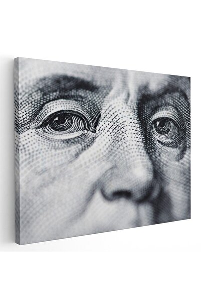 Tablou Canvas Tablou Benjamin Franklin pe bancnota de o suta de dolari, gri, ...