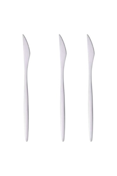 SHOPIENS Slim Table Knife Set, Stainless Steel, Serrated Blades, 22 cm, 3 Pieces