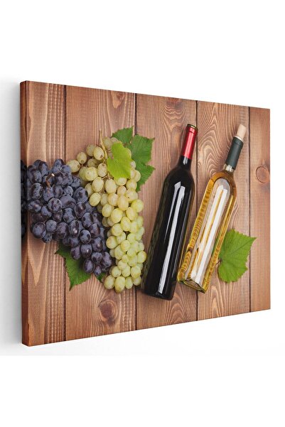 Tablou Canvas Tablou struguri sticle vin alb si rosu, cod 4053